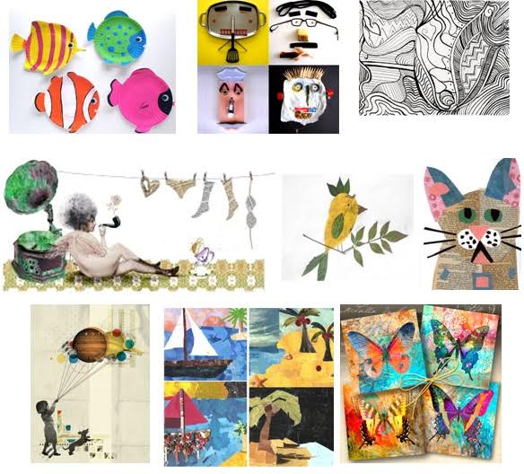 creatividad mediante, línea, pintura y collage